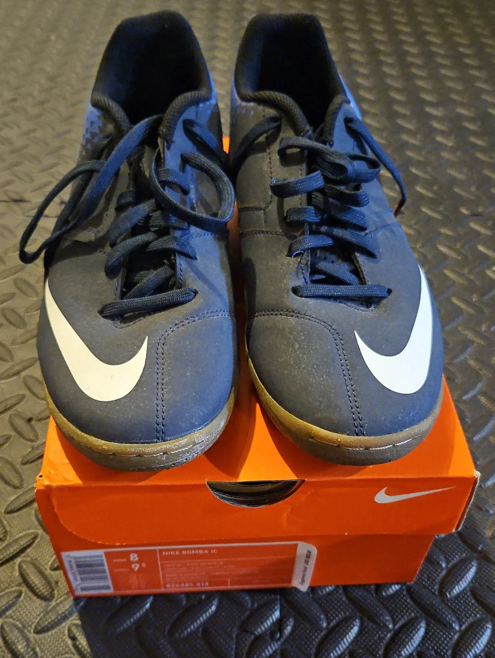 Nike Men’s Navy Indoor Soccer Shoes with White Swoosh